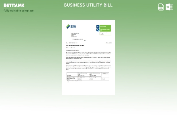 Деловна сметка за комунални услуги на SSE Energy, верзија